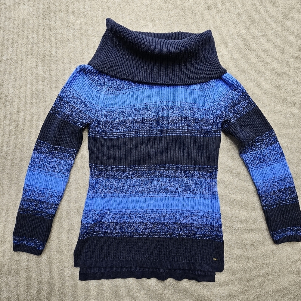 Tommy Hilfiger Women’s Medium Timeless Blue Striped Cowl Sweater Cotton